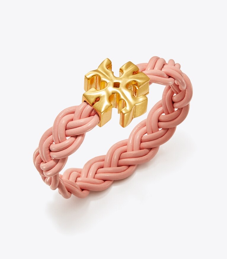Tory Burch designer bracelets Fisherman Bracelet in Rolled Gold / Pink front
