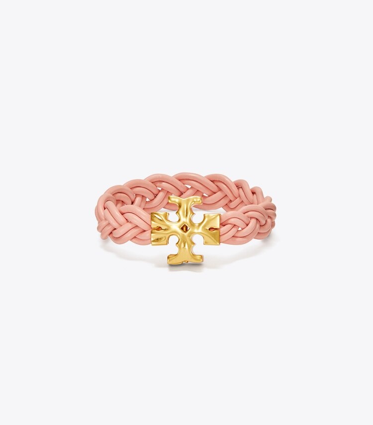 Tory Burch designer bracelets Fisherman Bracelet in Rolled Gold / Pink front