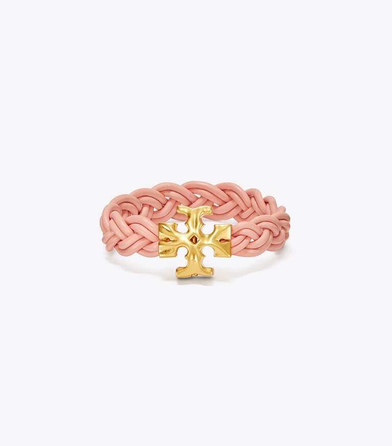 Tory Burch designer bracelets Fisherman Bracelet in Rolled Gold / Pink front