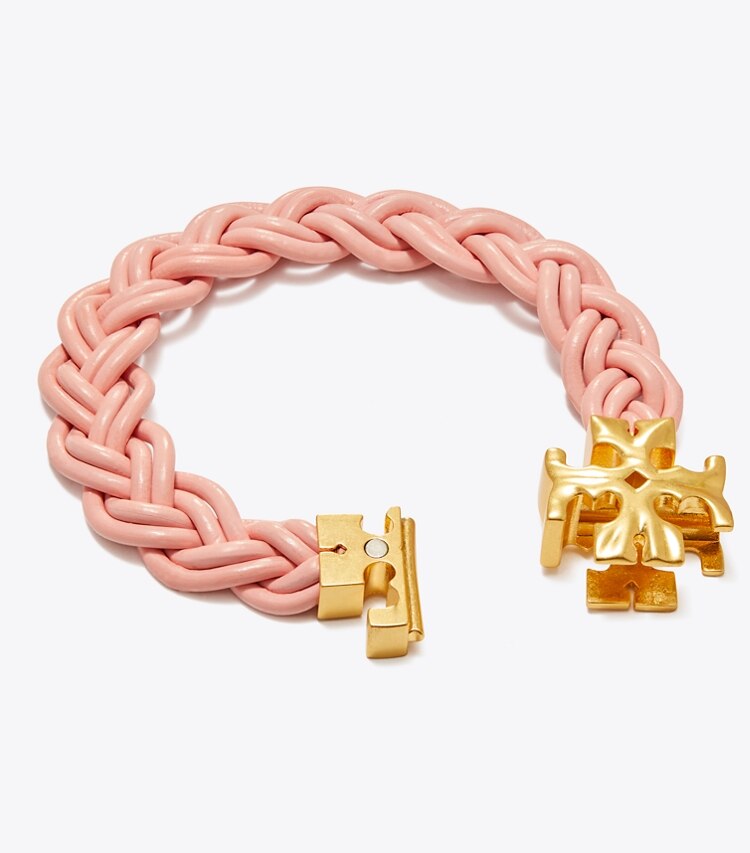 Tory Burch designer bracelets Fisherman Bracelet in Rolled Gold / Pink overhead