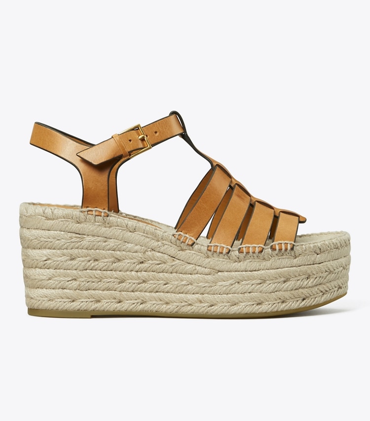 Tory Burch designer espadrilles Fisherman Espadrille Wedge in Toasted Soufflé side