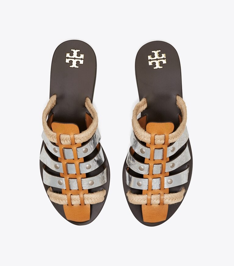 Tory Burch designer サンダル フィッシャーマン ミュールサンダル in Brandy / Silver  angle