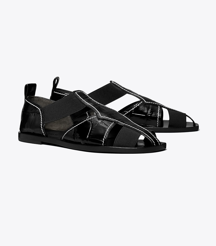 Tory Burch designer sandals Fisherman Sandal in PERFECT BLACK angle