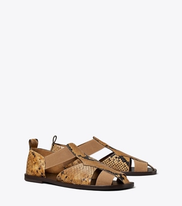 Tory Burch designer sandals Fisherman Sandal in BROWN ROCCIA angle