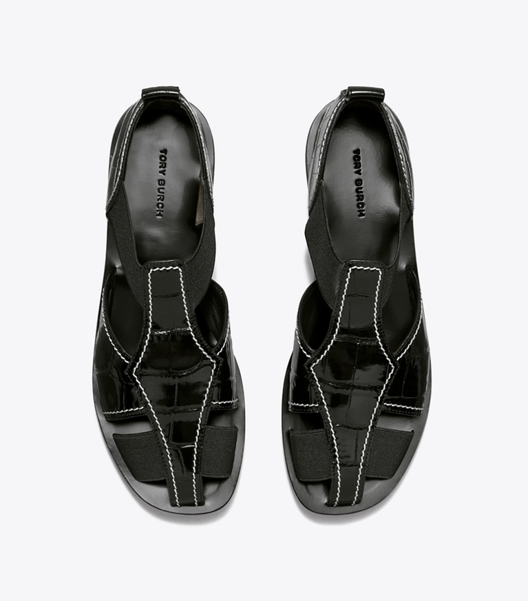 Tory Burch designer sandals Fisherman Sandal in PERFECT BLACK angle