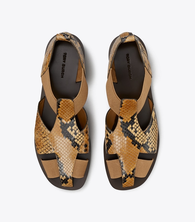 Tory Burch designer sandals Fisherman Sandal in BROWN ROCCIA angle
