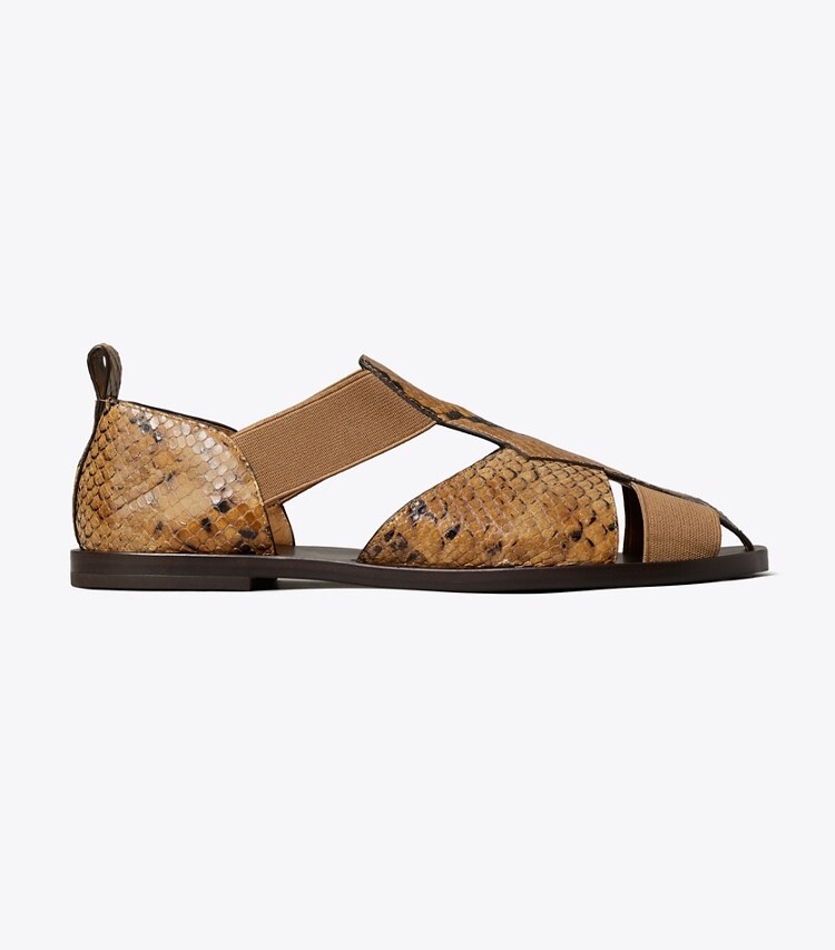 Tory Burch designer sandals Fisherman Sandal in BROWN ROCCIA side