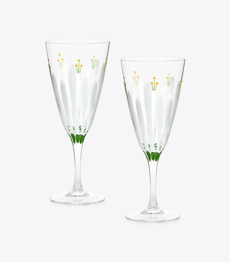Tory Burch designer vaisselle Flûte à champagne Spring Meadow, lot de 2 dans Clear/Multi groupe