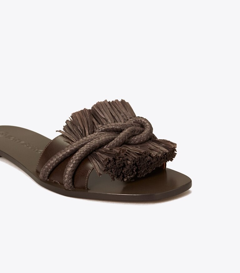 Tory Burch designer sandalen Flache Slides mit Kordeldetails in FUDGE / FUDGE detail