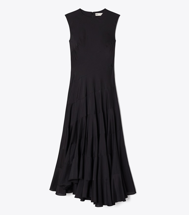 Tory Burch designer ワンピース フレア コットン シルク ドレス in Black front