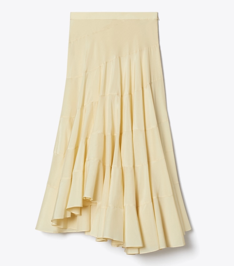Tory Burch designer bottoms Flared Cotton Silk Skirt in Pale Almond front