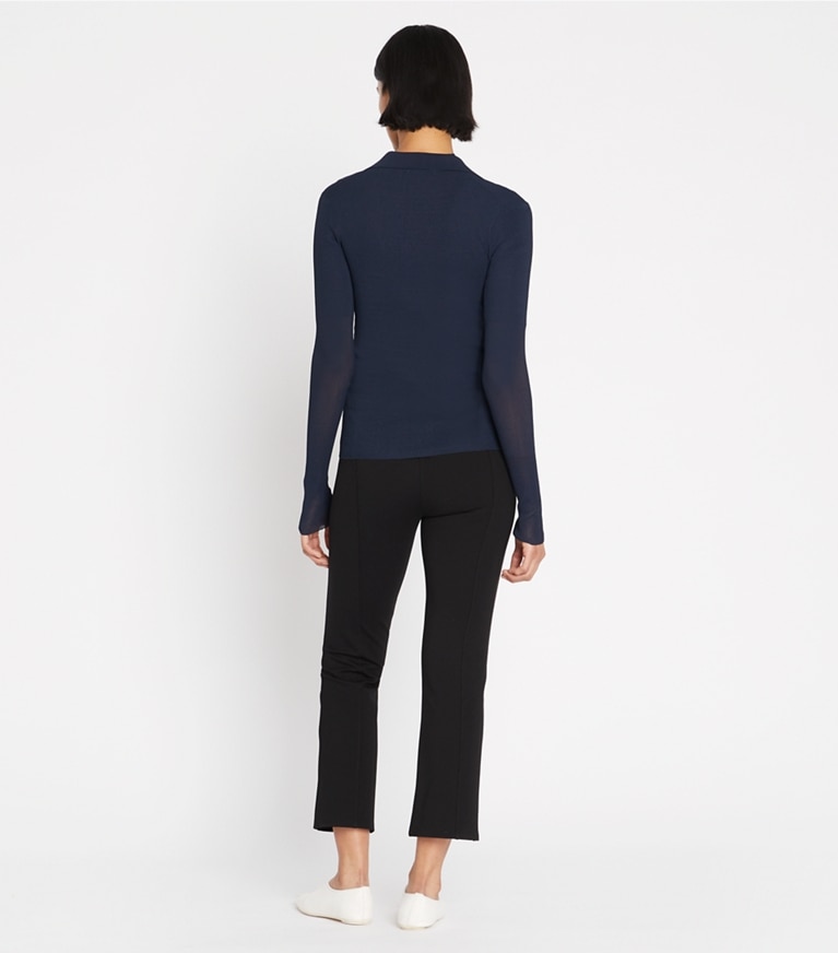 Tory Sport designer bottoms Flared Knit Pant in Black front