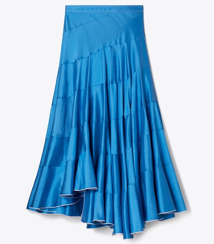 Tory Burch designer bottoms Flared Silk Skirt in Bay Blue front
