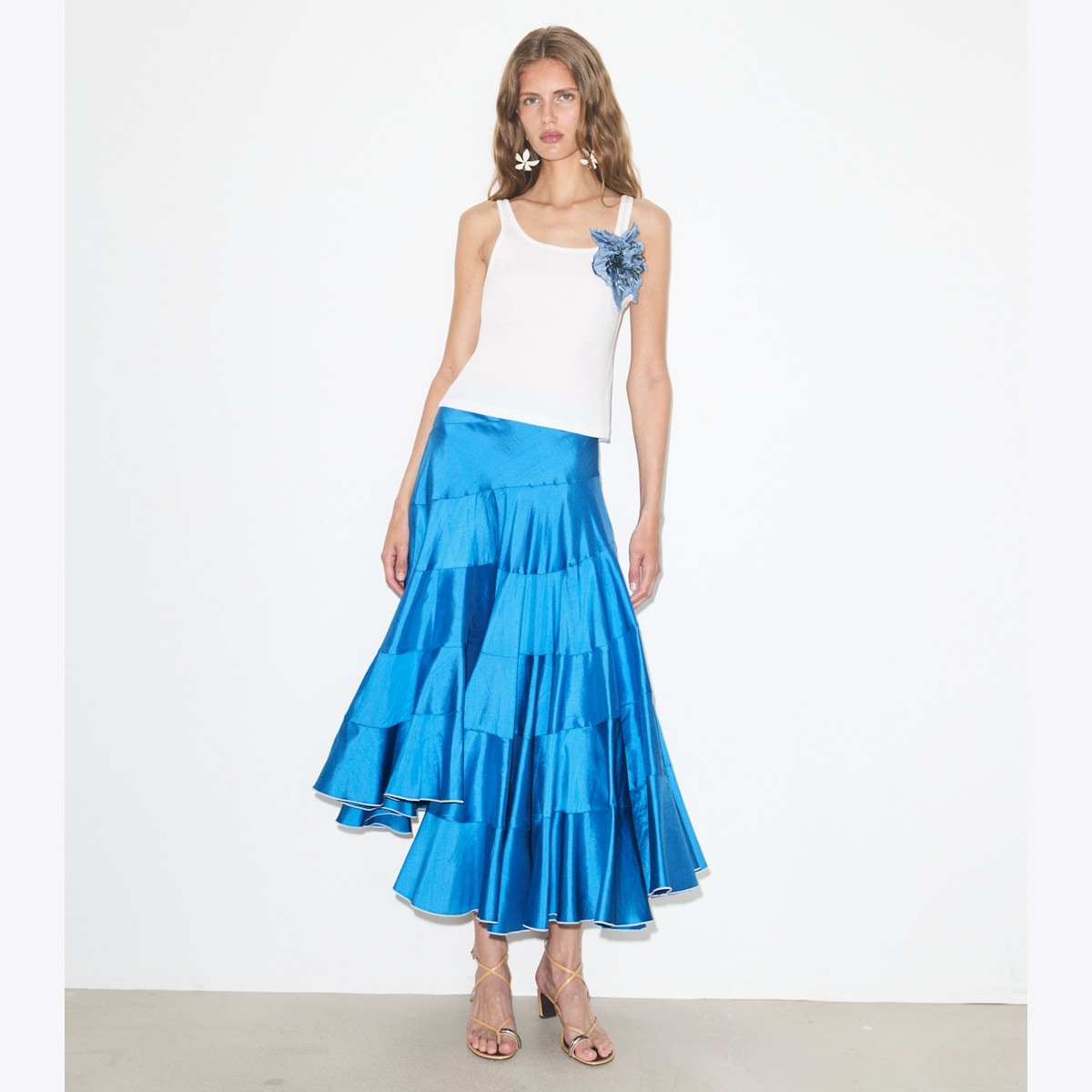 flared-silk-skirt-on-model-