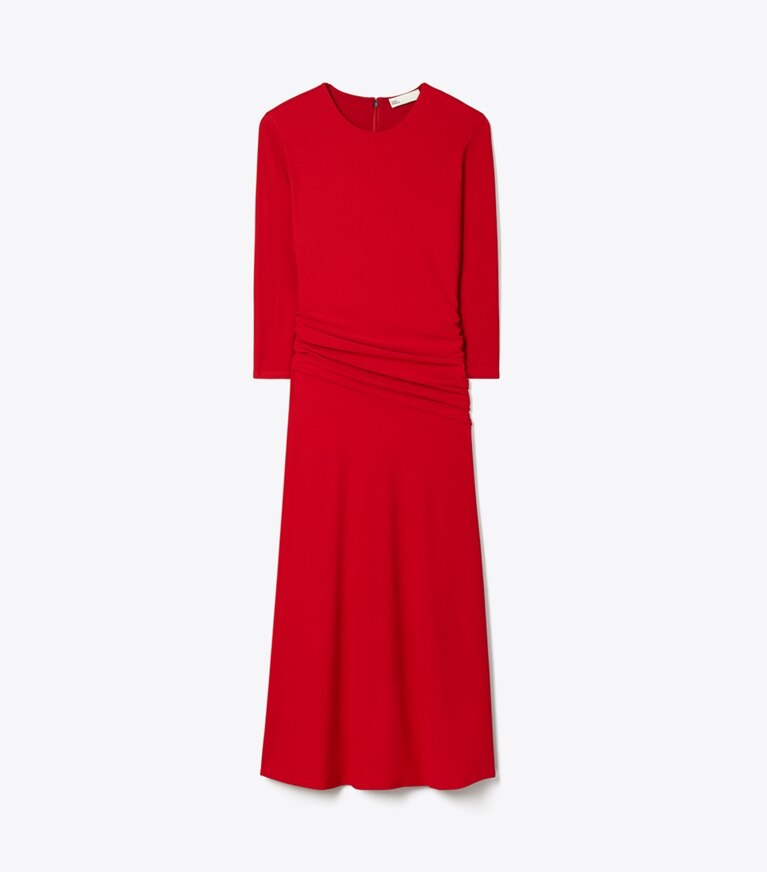 Tory Burch designer dresses Flared Viscose Dress in Toucan Red front