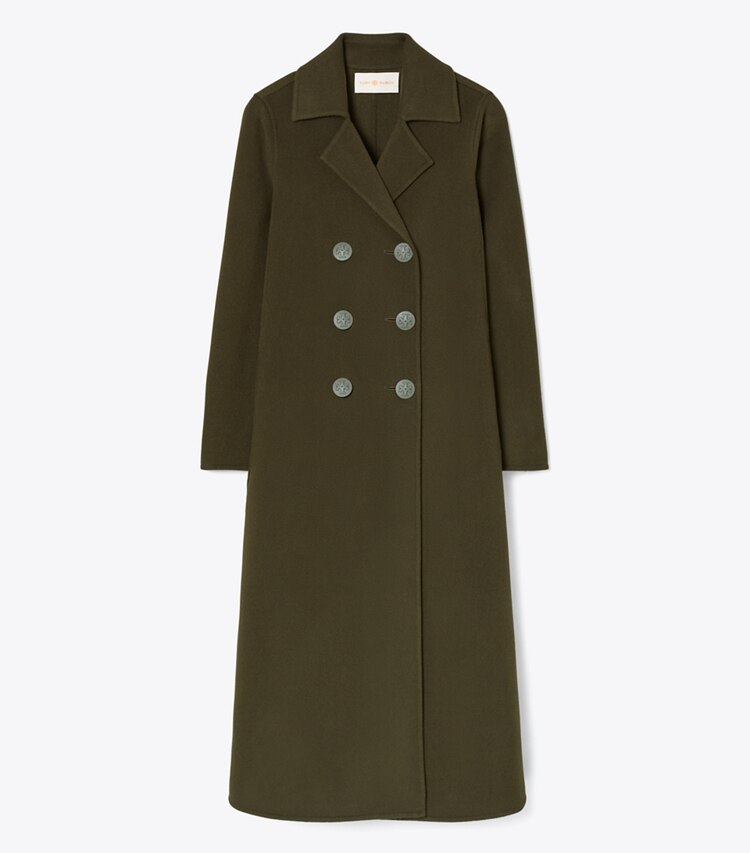 Tory Burch designer coats Flared Wool Coat in Lush Olive front