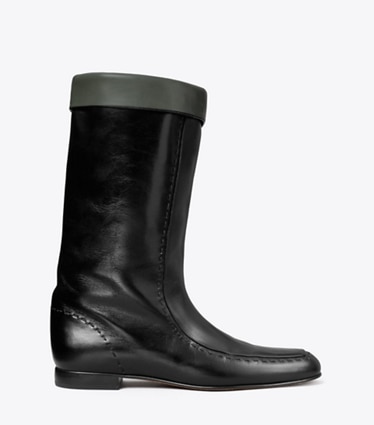Tory Burch designer ankle boots Flat Riding Boot in PERFECT BLACK side