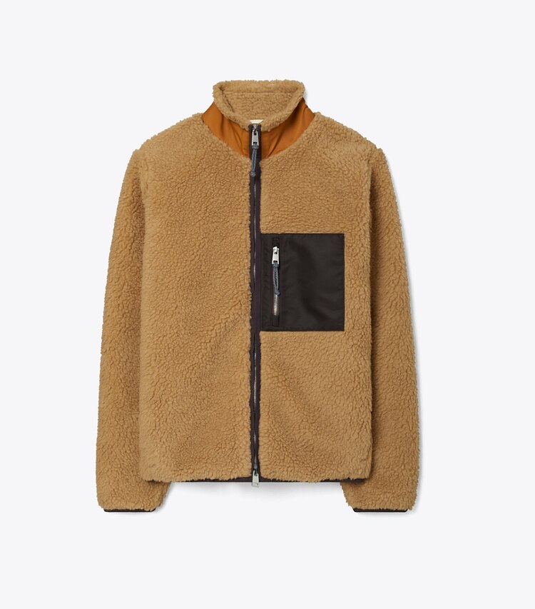Tory Burch designer mäntel Fleecejacke in CAMEL front