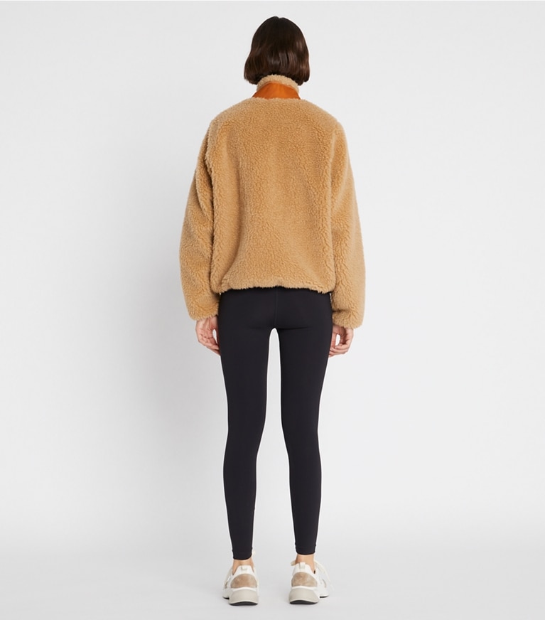 Tory Burch designer mäntel Fleecejacke in CAMEL front