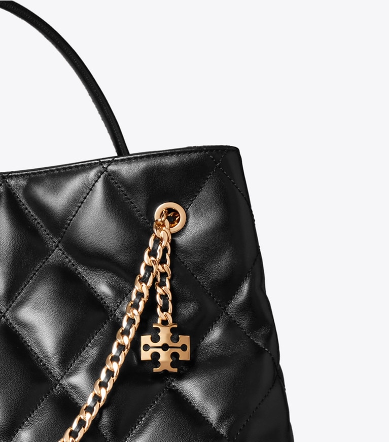 Tory Burch designer satchels Fleming Carryall in BLACK detail