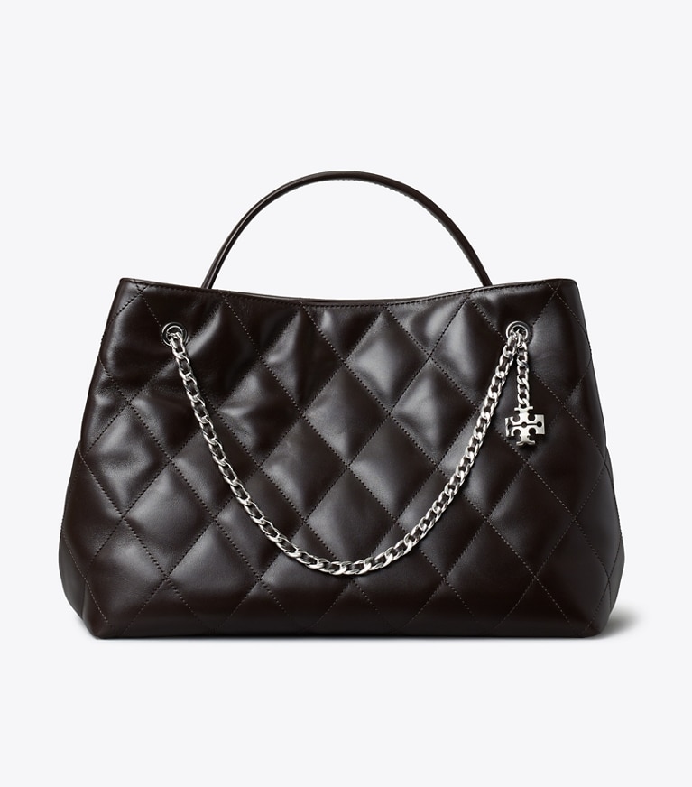 Tory Burch designer satchels Fleming Carryall in Cocoa front