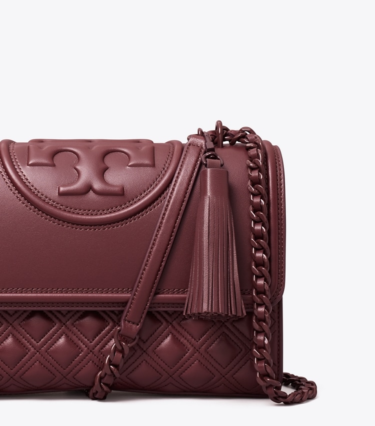 Tory Burch designer shoulder bags Fleming Convertible Shoulder Bag in Wine detail