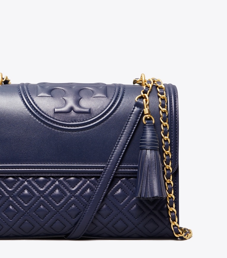 Tory Burch designer shoulder bags Fleming Convertible Shoulder Bag in Royal Navy angle