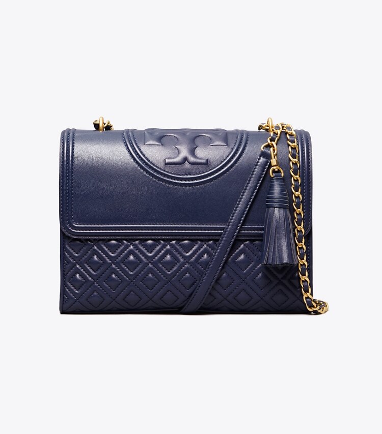 Tory Burch designer shoulder bags Fleming Convertible Shoulder Bag in Royal Navy front