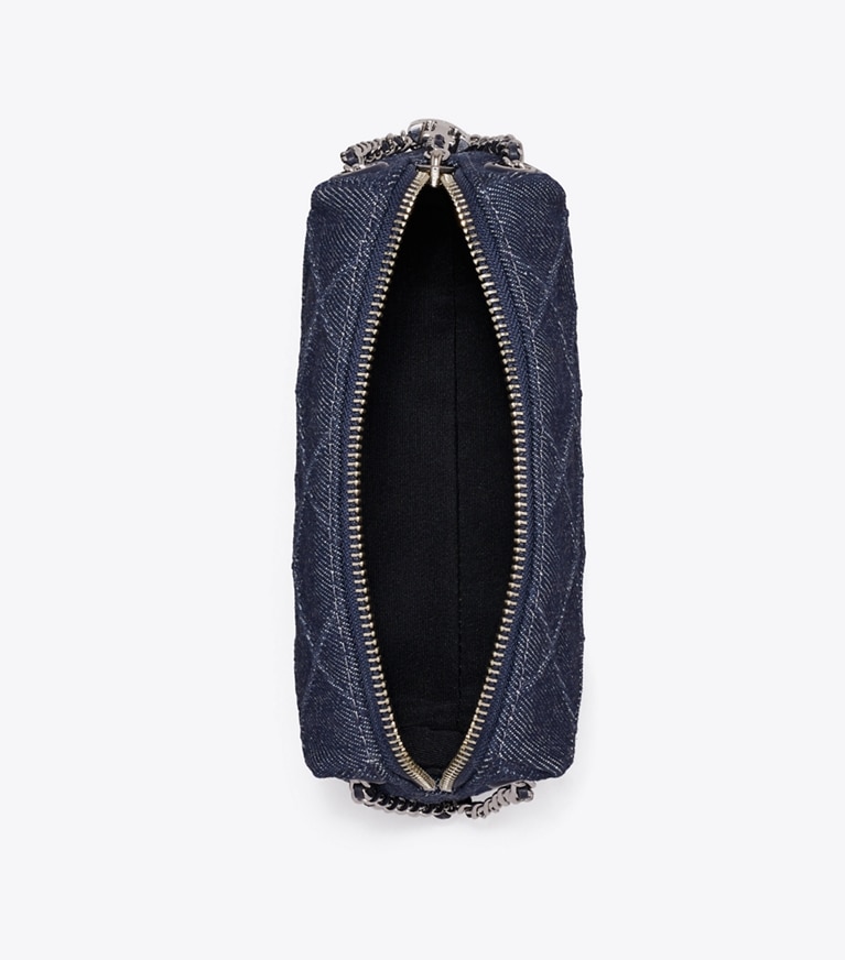 Tory Burch designer crossbody bags Fleming Denim Soft Crossbody Bag in Blue overhead