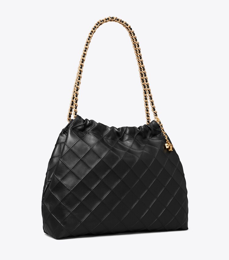 Tory Burch designer ホーボーバッグ フレミング ドローストリングバッグ in Black angle