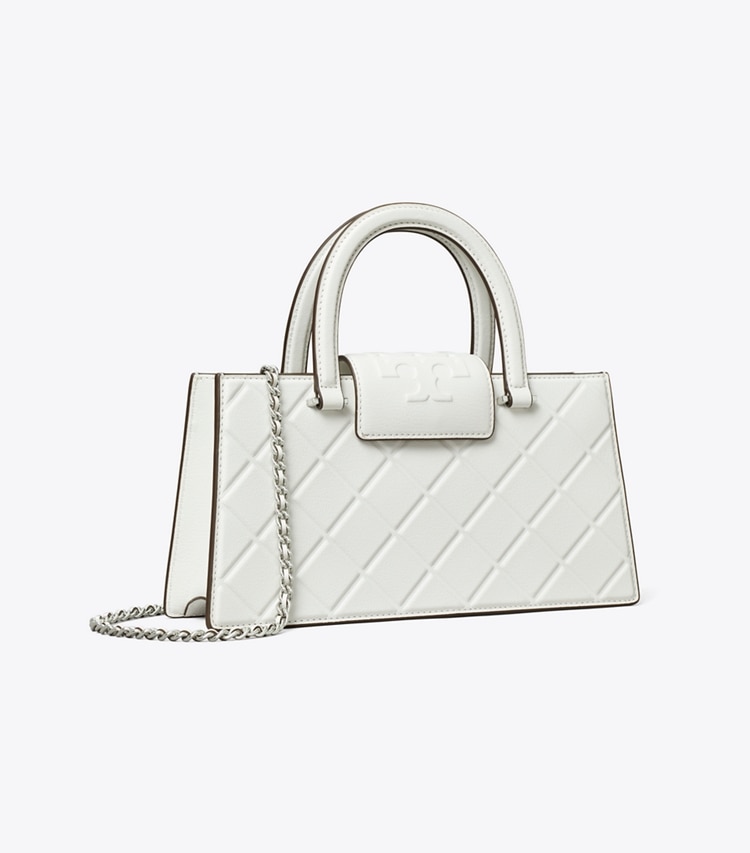 Tory Burch designer satchels Fleming East-West Tote in Blanc angle