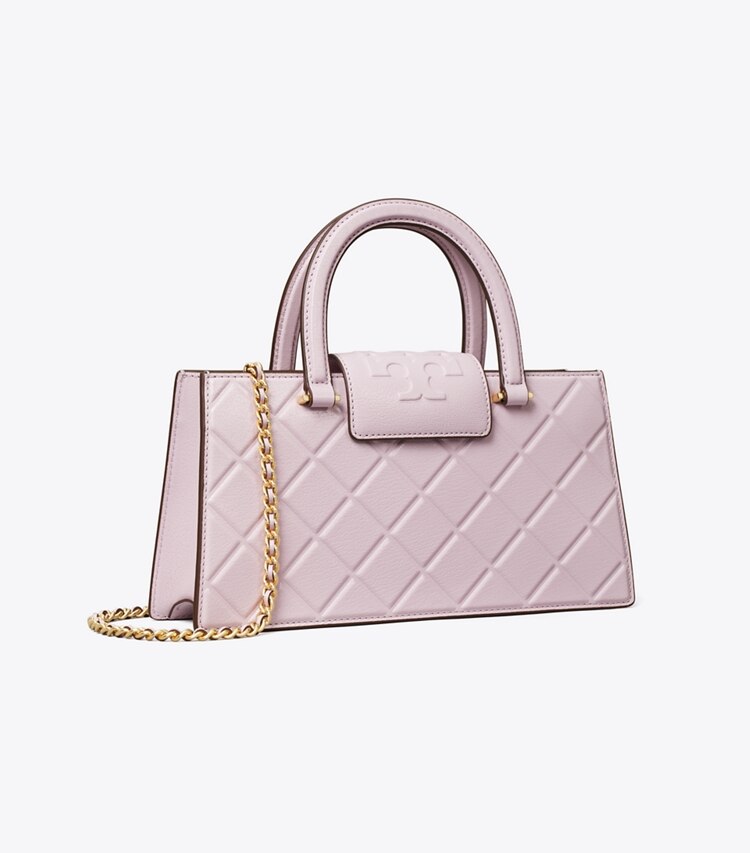 Tory Burch designer satchels Fleming East-West Tote in Pale Purple angle