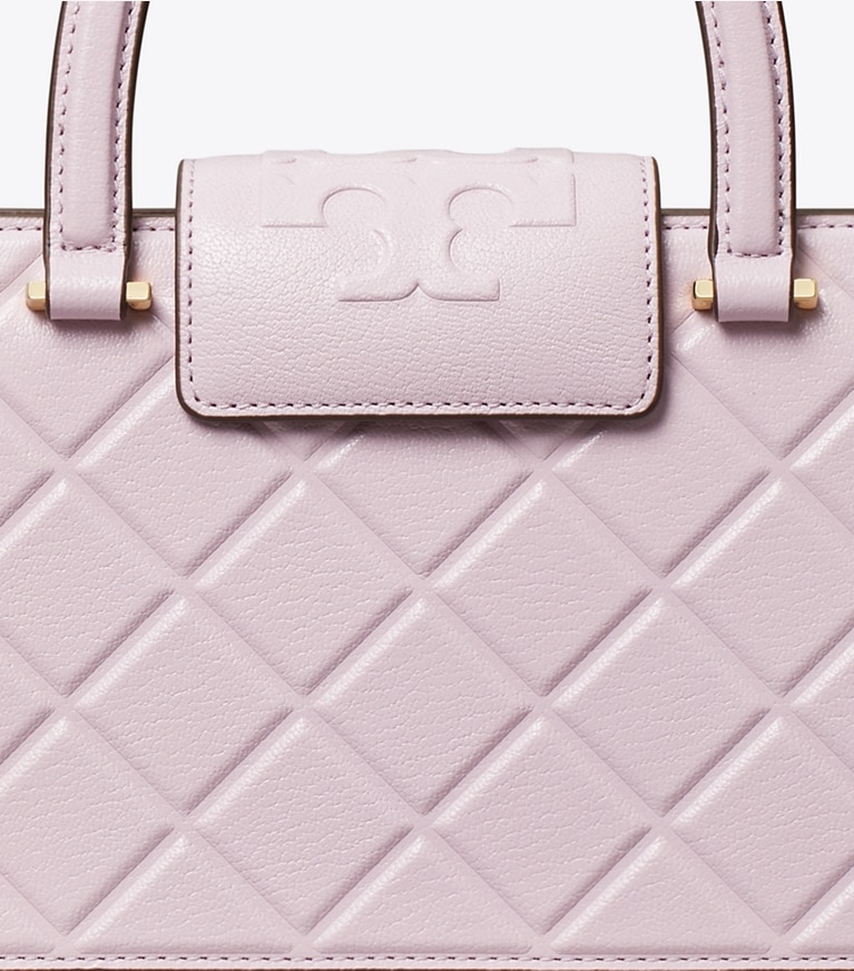 Tory Burch designer satchels Fleming East-West Tote in Pale Purple angle