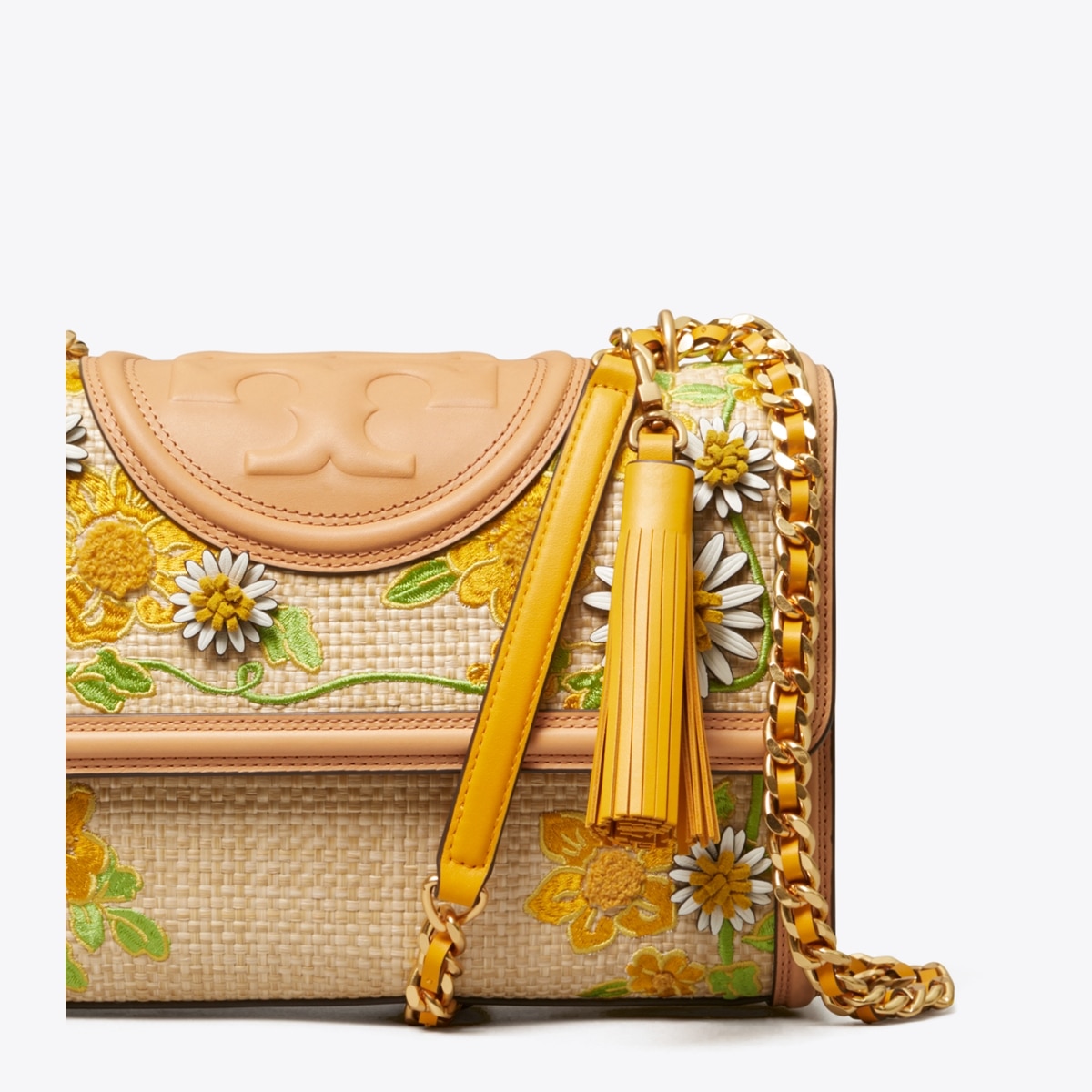 Fleming Embroidered Straw Convertible Shoulder Bag: Women's