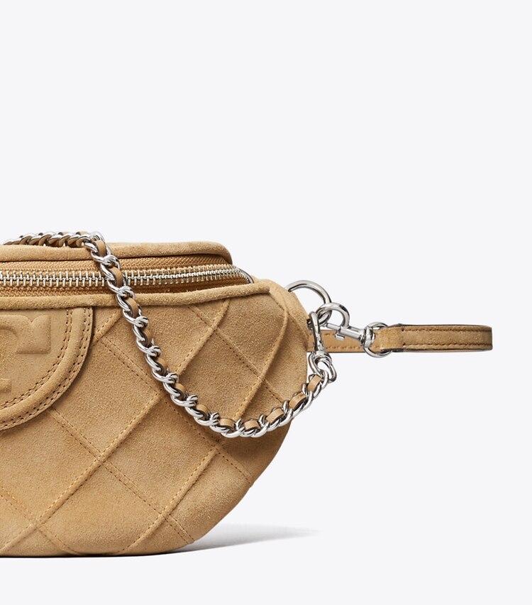 Tory Burch designer gürteltaschen Fleming Gürteltasche aus weichem Wildleder in Stone detail