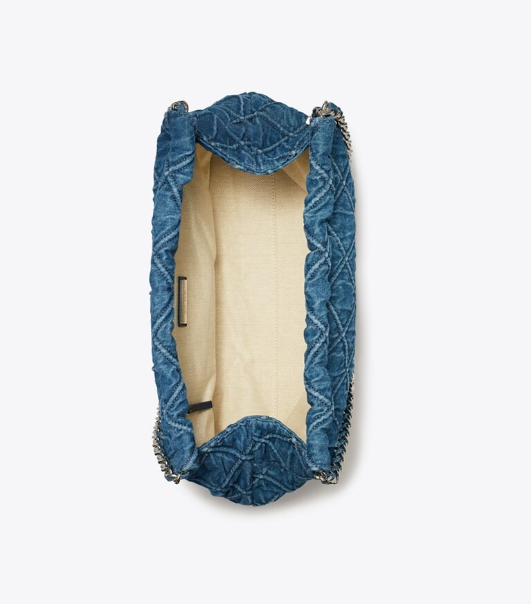 Tory Burch designer hobo bags Fleming Hobo Bag aus weichem Denim in Denim angle