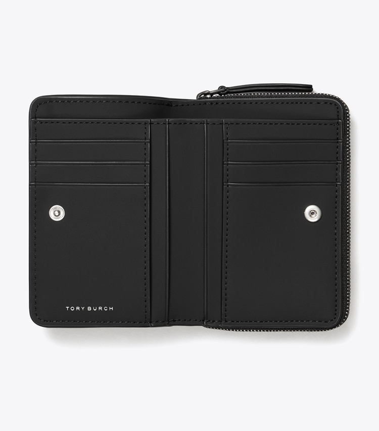 Tory Burch designer wallets Fleming Matte Bi-Fold Wallet in Black overhead