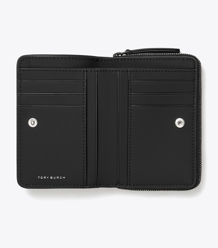 Tory Burch designer wallets Fleming Matte Bi-Fold Wallet in Black angle