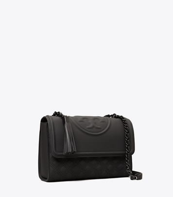 $548 Tory Burch Kira Chevron Small Convertible Shoulder Bag Black/Rolled  Nickel