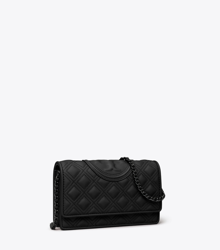 Tory Burch designer mini bags Fleming Matte Crossbody in Black angle