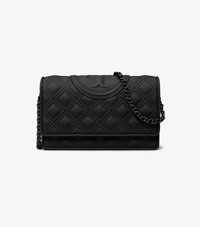 Tory Burch designer mini bags Fleming Matte Crossbody in Black angle