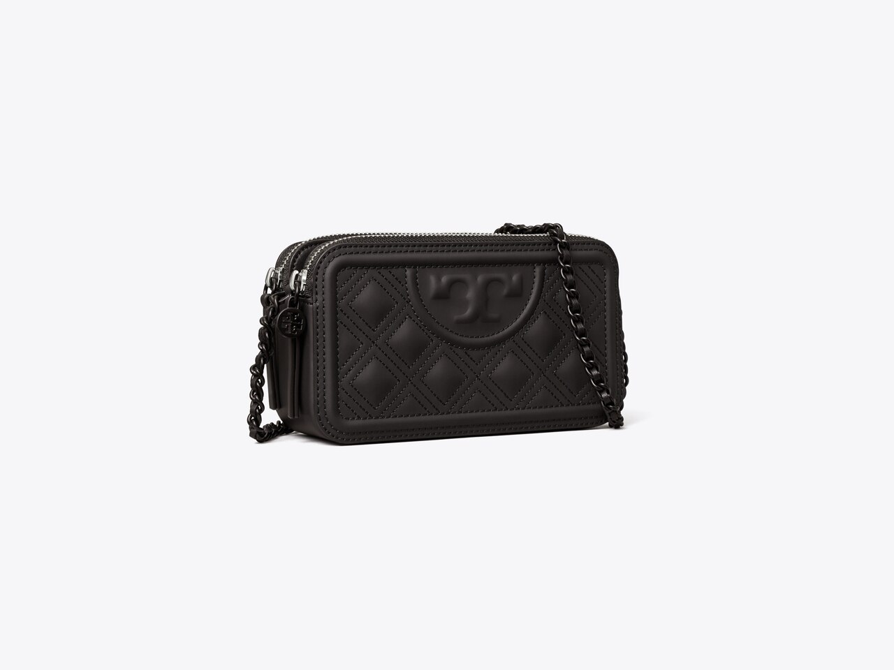 Tory Burch Women's Fleming Double Zip Mini Bag, Black, One Size