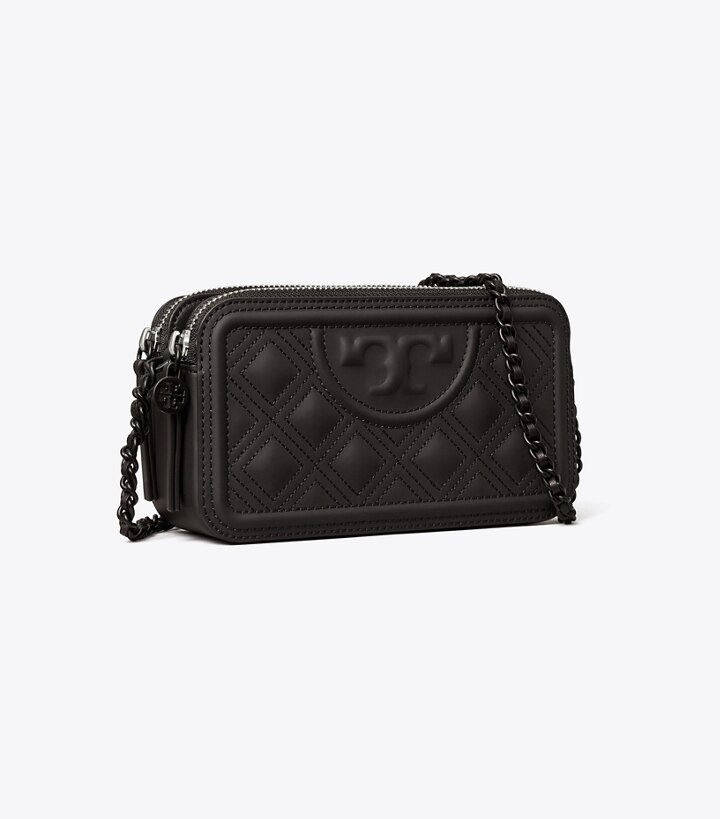 Fleming Double-Zip Mini Hobo Bag - Tory Burch - Black - Leather