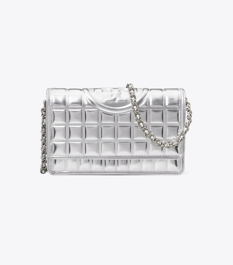 Fleming Metallic Quilt Chain Wallet: Women's Handbags | Mini Bags 