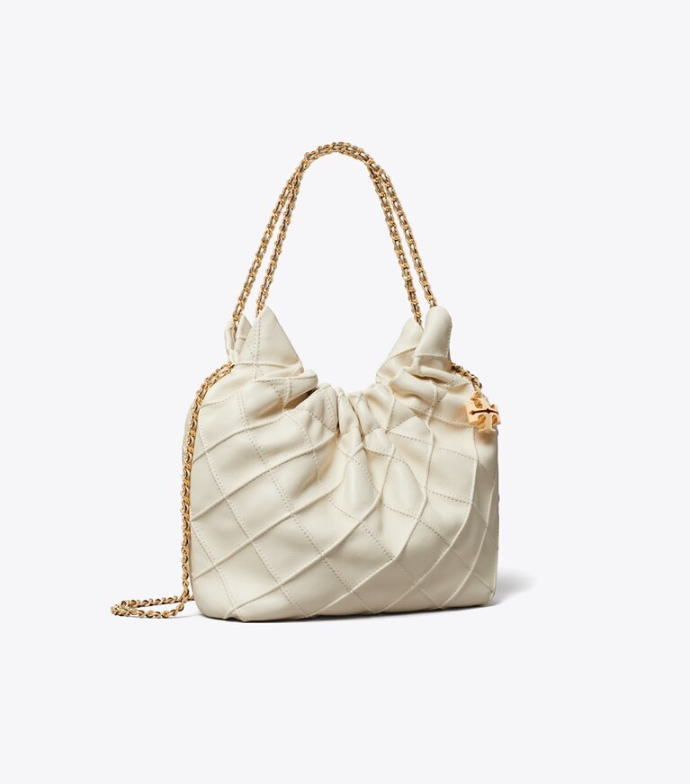 Tory Burch designer crossbody bags Fleming Mini Bag mit Tunnelzug in Light Cream angle
