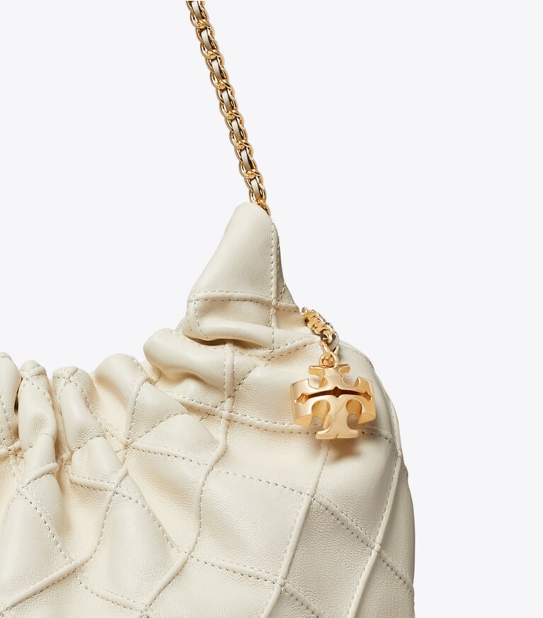 Tory Burch designer crossbody bags Fleming Mini Bag mit Tunnelzug in Light Cream detail