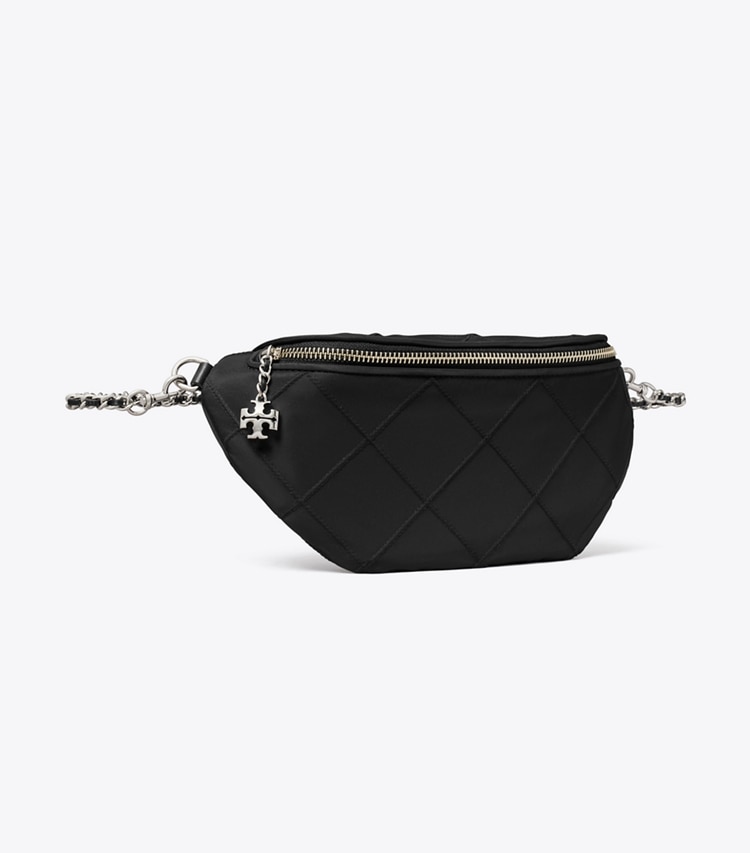 Tory Burch designer belt bags Fleming Nylon Belt Bag in Black angle