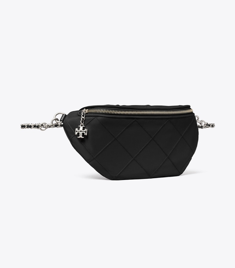 Tory Burch designer belt bags Fleming Nylon Belt Bag in Black angle