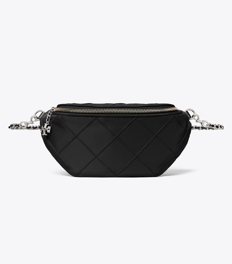 Tory Burch designer belt bags Fleming Nylon Belt Bag in Black front