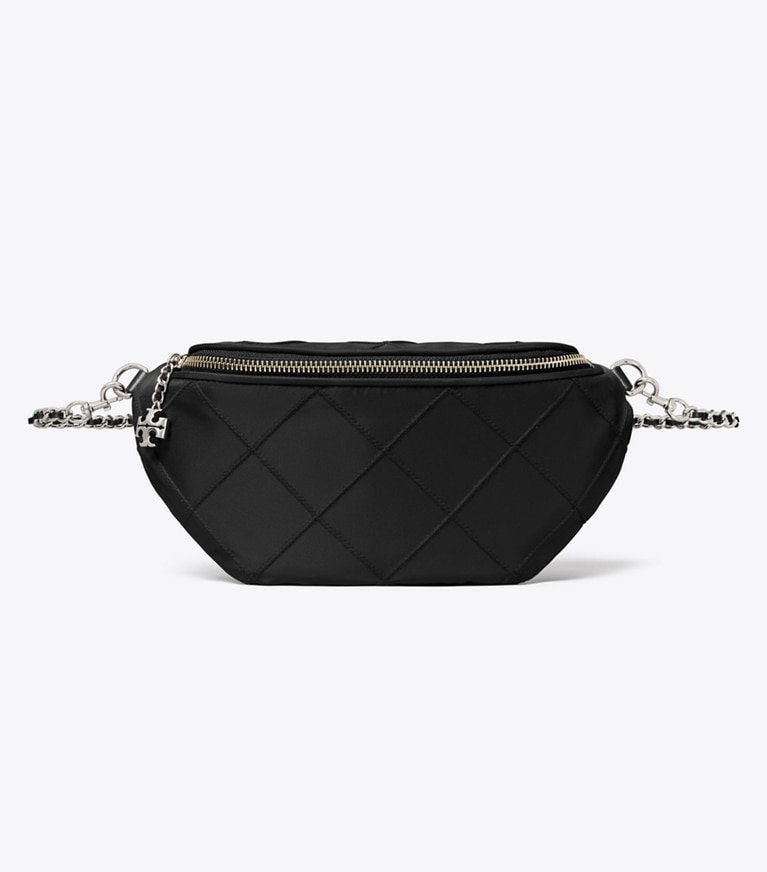 Tory Burch designer belt bags Fleming Nylon Belt Bag in Black front